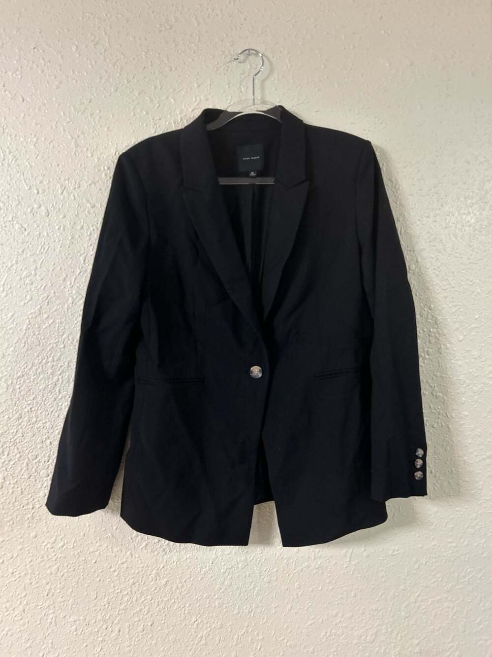 Alex Marie Black Single Button Notch Collar Blazer Size 10